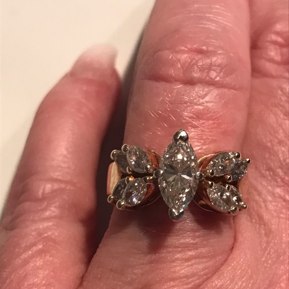 14K 9 Stone Engagement Ring 1.98 CTTW - Picture 2 of 6